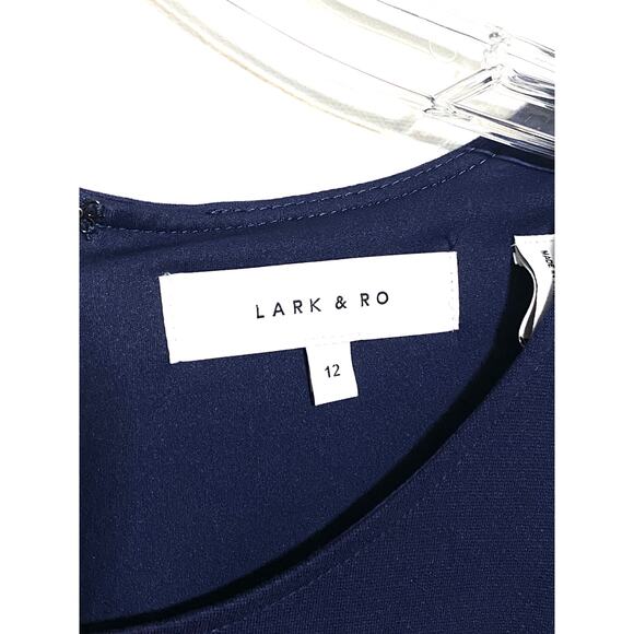 Lark & Ro Classic Navy Dress 12 Minimalist Quiet Luxury Cocktail Career Elegant - Picture 5 of 7
